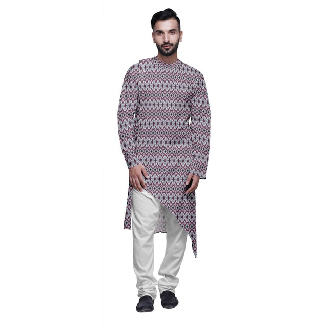Atasi Ensemble Kurta Asymétrique Décontracté Imprimé pour Hommes Kurta Long de Designer pour Garçons