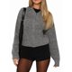 thumbnail image 1 of Suéter con Cremallera para Mujer, Cárdigan de Larga con Hombros Caídos y Cuello Redondo, Chaqueta Informal de Punto Holgada de Color Liso. Gris Oscuro XL, 1 of 8