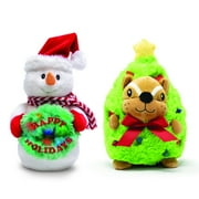 Cuddle Barn Animated Snowman and Chipmonk in Tree Christmas Decoration Plush 1 pk