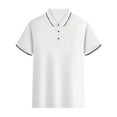 thumbnail image 2 of VERUGU Mens T-Shirts Fashion Casual Slim Turndown Collar Solid Color Short Sleeve T-Shirt Tops Blouse White M, 2 of 4