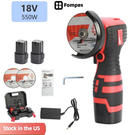 Fompes Mini Angle Grinder, 550W 19500RPM Power Electric Grinder Tools, 18V Battery-operated Low Noise Polishing Machine Cordless Cutter for Metal & Rust Removal, Beginner-Friendly