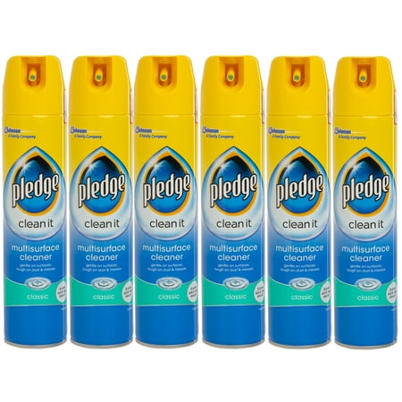 Pledge (6 Pack) 8.5oz Classic Furniture Polish Dusting Spray Cans Household Cleaner Dust Remover (Best Way To Dust Wood Furniture)