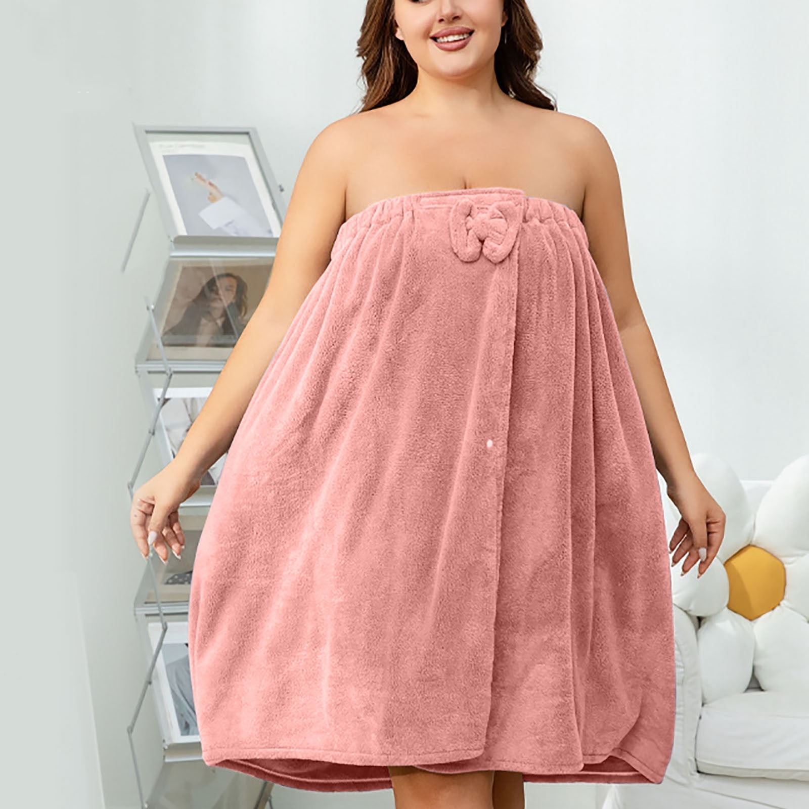 HongHeng Set of 2 Womens Wrap Towel with Hair Towel Bath Towel Wrap Shower Dress Towel Spa Wraps for Women's Bathrobe