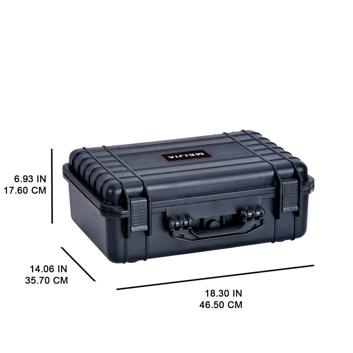 MEIJIA Portable All Weather IP67 Waterproof Hard Case with Customizable Foam,Black,18.5 x14.06x6.93inches