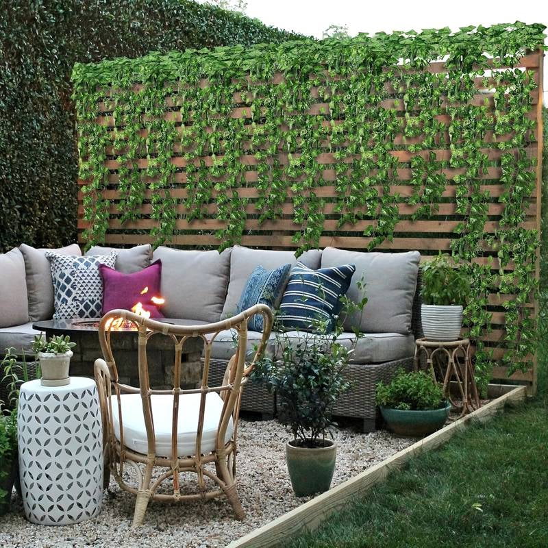 24 Pack Fake Ivy Vines for Bedroom Decor, Artificial Green Vine Leaves Hanging Plant for Wedding Party Garden Greenery Aesthetic Decor Outdoor Indoor Wall Decoration Spliceable