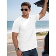 thumbnail image 3 of RICHCOIN Men Ribbed Summer Top Short Sleeve Crewneck Basic T-shirt White Casual Solid Color Muscle Tee Shirts L, 3 of 7