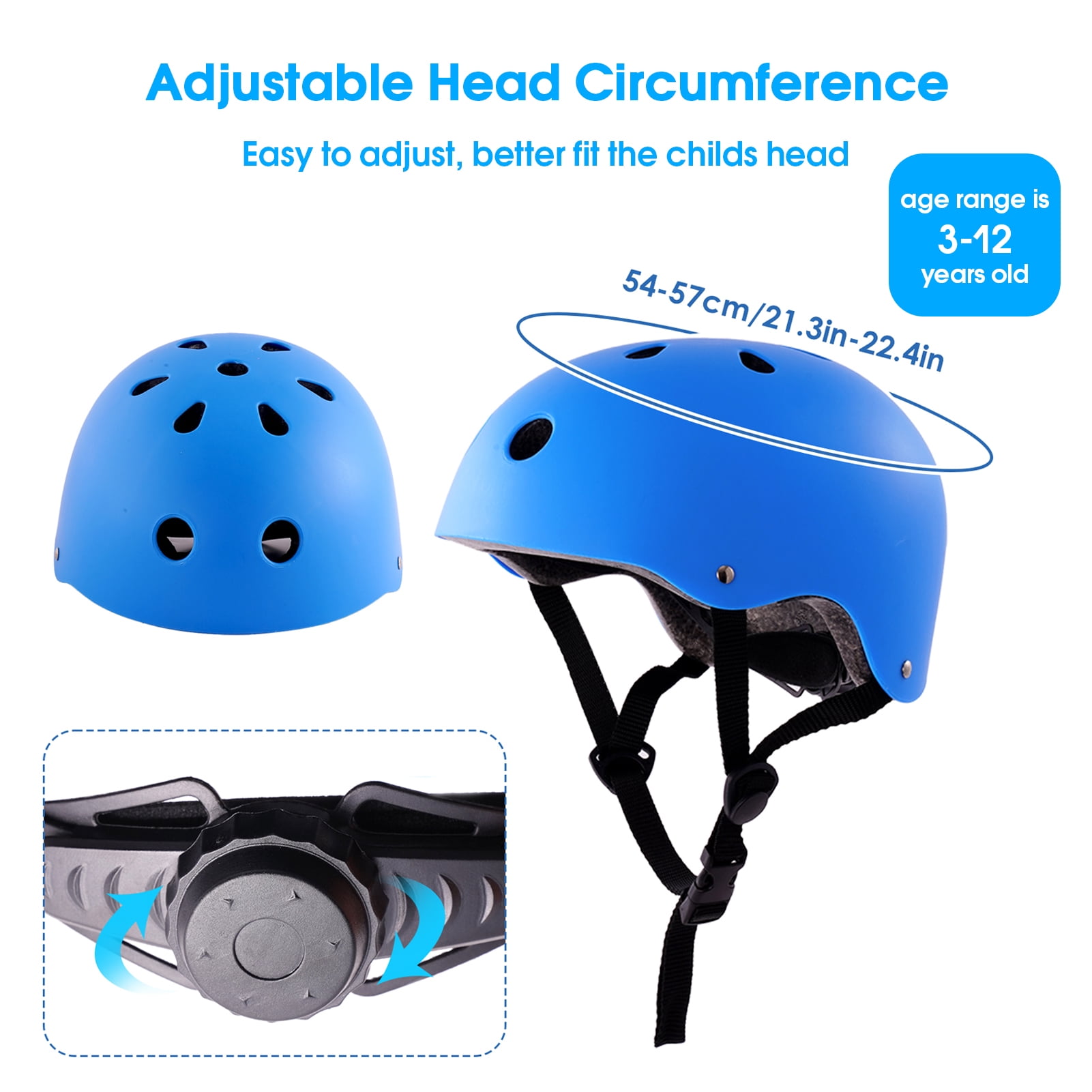 Buquapse Kids Bike Helmet Set, Skateboard Knee Pads, Boy Girl Child Cycling Helmet with Knee Pads Elbow Pads Wrist Guards Youth Skateboard Helmet for Kids 3-12