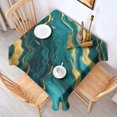 thumbnail image 2 of Teal and Gold Marble Wavy Veins Pattern Square Tablecloth,Waterproof Square Table Cover,Wipeable Spillproof Washable Table Cover for Home Kitchen Party Decor 52"x52"(132x132cm), 2 of 6