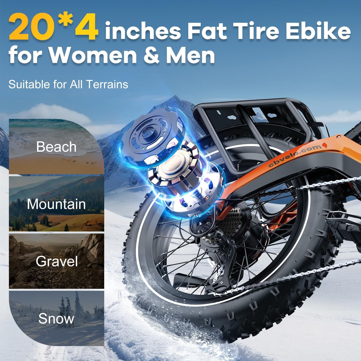 Folding Electric Bike, 20" Fat Tires Ebike for Adults, 1500W 8-Speed E-Mountain Bike, 48V 20Ah