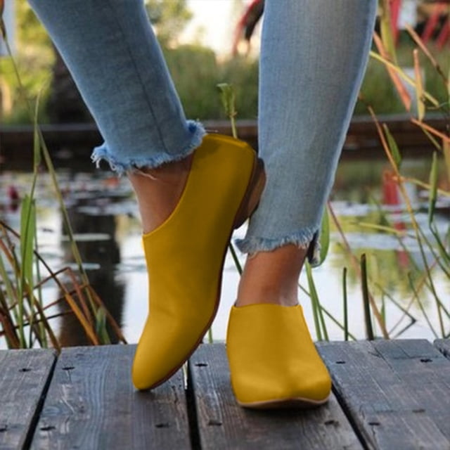 Zapatos de mujer Color sólido Moda informal Cremallera Tacones planos Botines puntiagudos resistentes al desgaste Wmkox8yii FOPL2486