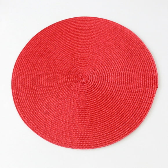 suxuMhao Table Place Mats - 15IN Diameter Placemats Set of 6, Wipeable Placemats & Washable Placemats, Durable Dining Table Placemats for Home Kitchen, Non-Slip Red Place Mats (6 Pieces)