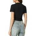 thumbnail image 3 of Allegra K Asymmetrical Crop Top for Women's Short Sleeve Square Neck T-shirt, 3 of 5
