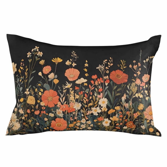Orange Floral Spring Throw Pillow Cover 24 x 36 Inch Decorative Pillow Cover Farmhouse Pastoral Lumbar Pillowcase Seasonal Rectangle Cushion Case for Couch Sofa Bed Living Room
