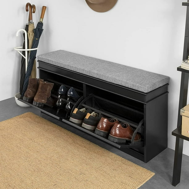 Shoe rack with seating cushion clearance