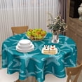 thumbnail image 2 of Nautical Coastal Tablecloth Round 60 Inch Rustic Teal Turquoise Starfish Ocean Table Cloth Wrinkle Resistant Summer Sea Beach Table Cover Decorative for Home Kitchen Dining Indoor Party Picnic, 2 of 6