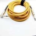 thumbnail image 2 of AvimaBasics Premium 15 Foot Guitar Instrument Cable - Right Angle 1/4-Inch TS to Straight 1/4-Inch TS 15 FT Tweed Cloth Jacket - 15 Feet Pro Cord 15' Phono 6.3mm - Single, 2 of 6