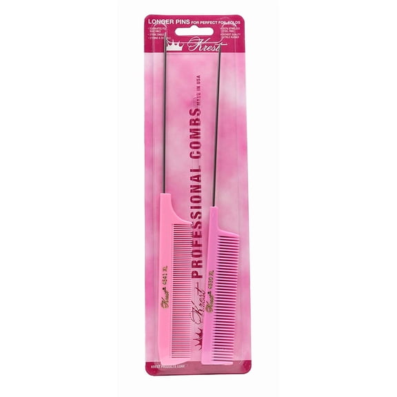 Pintail Combs Weaving Foiling Fine Tooth Rattail Hair Cutting Comb Colors 2 Pc. (Pink)