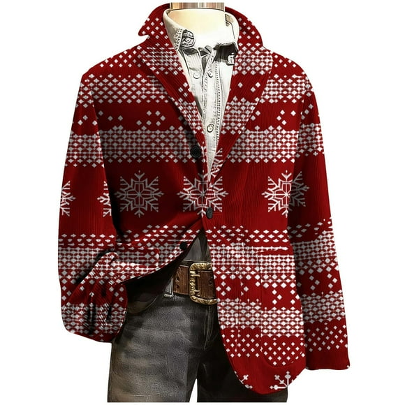 Birdeem Men's Corduroy Print Ceremonial Dress Coat, Pocket Button Party Outerwear