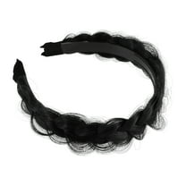 Unique Bargains 1 Pcs 1.89 Inch Wide Synthetic Hair Braided Headband Hair Hoop for Women and Girl Black