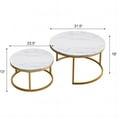 thumbnail image 2 of DEALTOPS Round Nesting Coffee Table, Set of 2 Modern Coffee Table with Faux Marble Top for Living Room, Apartment, Office - Gold, 2 of 7
