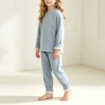 thumbnail image 7 of LvhaoGJOB Little Kids Boys Sweatshirt and Pants Outfit Set, Light Blue - sherpa fleece cuffs, cream sherpa lining, 7 of 7