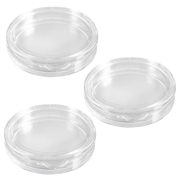 30 Pzs Caja de Monedas de Plastico Transparente Redonda Pequena 24mm