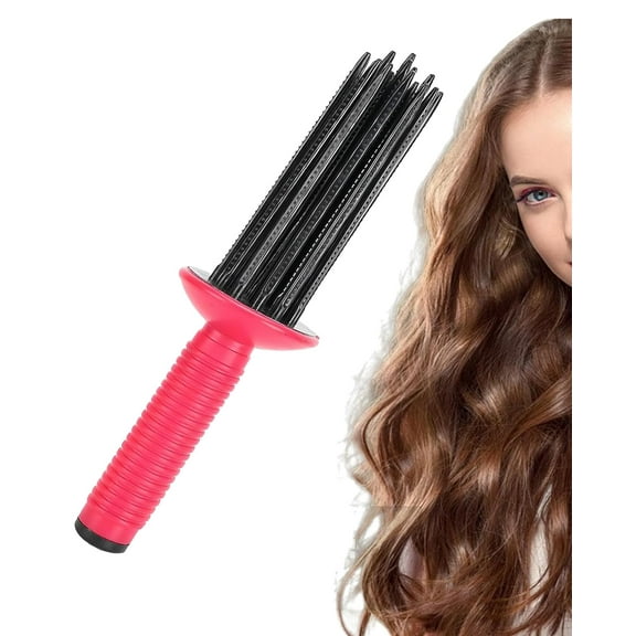 Curling Comb,Hair Curler Curling Make Up Brush Roller Tool Portable,Hair Curling Roll Comb,Air Feeling Curling Wand with 17 Teeth for Fluffy Hairstyles