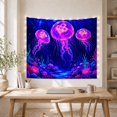 thumbnail image 5 of Bioluminescent Jellyfish and Coral Reef in Deep Ocean, Dreamy Fantasy Art for Ocean Lovers, Marine Life Wall Decor, Housewarming Gift Tapestry Wall Hanging for Living Room and Bedroom, 5 of 7