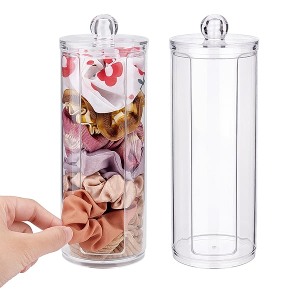 2pcs Scrunchie Holder Organizer Acrylic Hair Tie Organizer Stand with Lid Portable Hair Band Storage Display Hair Accessories Organizer Display DIY