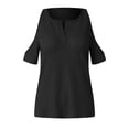 thumbnail image 2 of Gibobby Blusa Casual de Mujer Verano nuevas damas casual sin tirantes cuello en V manga corta color sólido camiseta(Negro,M), 2 of 5