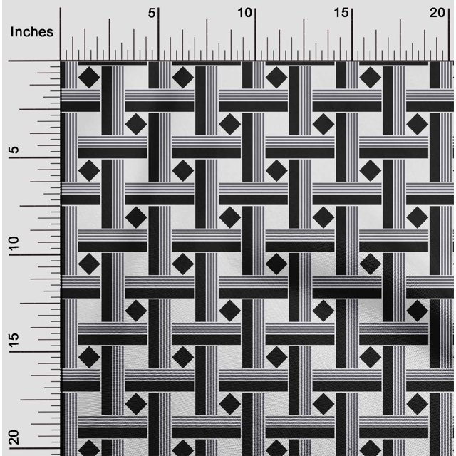 oneOone Polyester Lycra Fabric Diamond & Basketweave Geometric Print Sewing Fabric BTY 56 Inch Wide