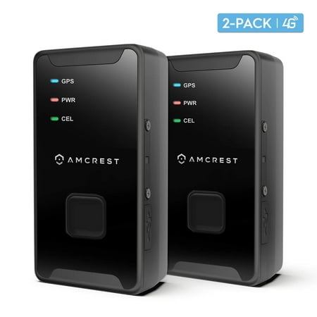 Amcrest 2-Pack 4G LTE GPS Tracker - Mini Hidden Real-Time GPS Tracking Device for Vehicles, Cars, Kids, Persons, Assets w/Geo-Fencing, Text/Email/Push Alerts, 14 Day Battery, Global, No