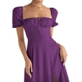 thumbnail image 4 of ZAXARRA Robe Longue d'Été pour Femmes Couleur Unie Manches Courtes Col Carré Froncée Robe de Soirée, 4 of 6