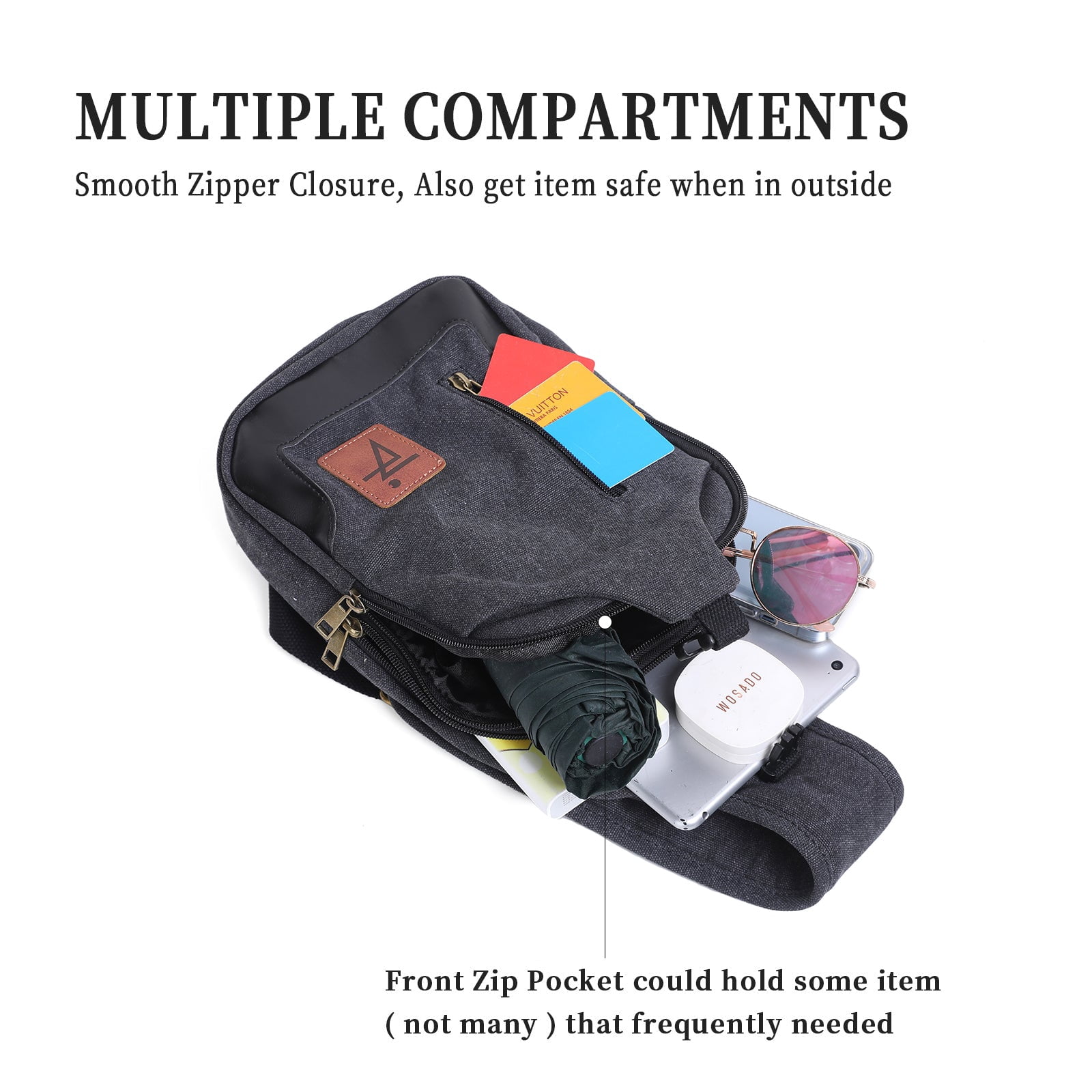 Men Sling Bag Waxed Canvas Crossbody Bag with one strap Travel Hiking Chest Bag daypack