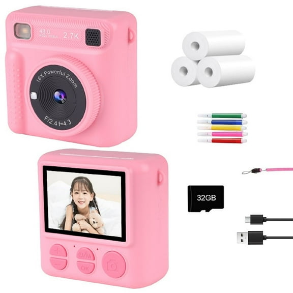 Instant Print Camera for Kids - Kids Digital Camera Toddler Camera for Age 3-12, Instant Cameras That Print Photos for 4 5 6 7 8 9 10 Year Old Girl Boy Birthday Gift, Pink