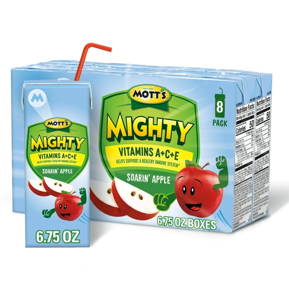 Mott's Mighty Soarin' Apple Juice, 6.75 Fl Oz Drink Boxes, 8 Pack