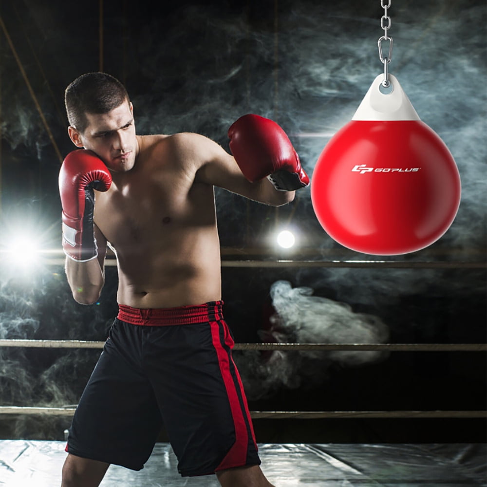 Spaco 18 Inch 110 Pound Heavy Punching Water Aqua Bag, Water Aqua Bag with Adjustable Metal Chain, Punching Bag for Adults, Red