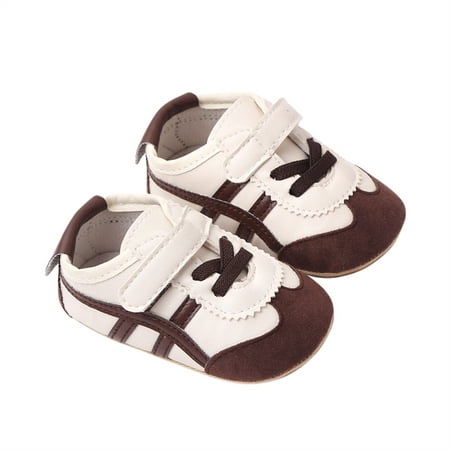 

Infant Baby Boys Girls Moccasins Sneakers Contrast Color Stripe PU Leather Anti-Slip Sole Prewalker First Walker Shoes