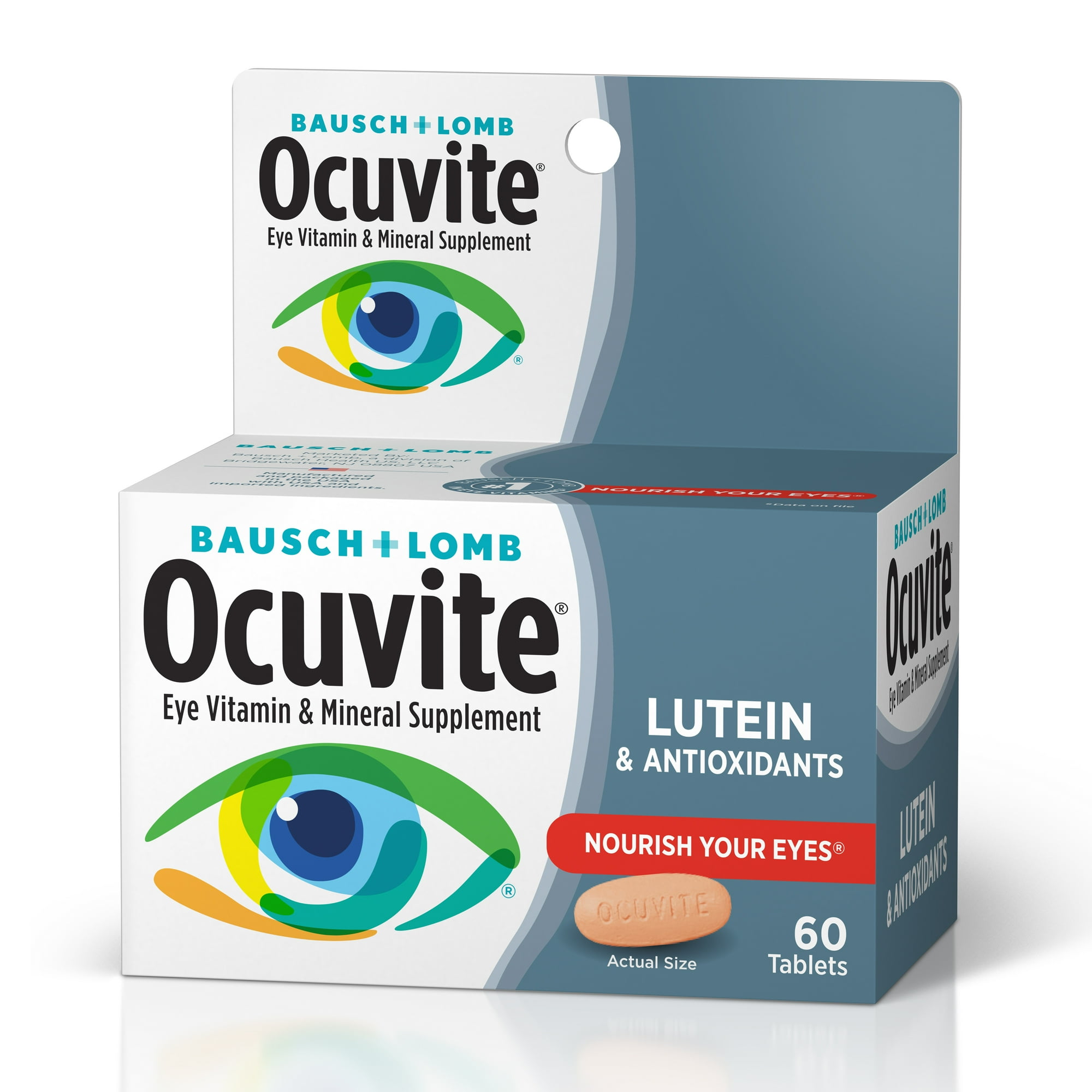 Ocuvite Eye Vitamin & Mineral Supplement, Contains Zinc, Vitamins A, C, E, & Lutein, 60 Tablets, From Bausch + Lomb