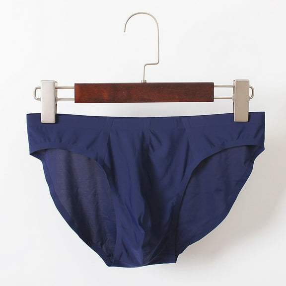 HUPOM Mens Underwear Boxer Briefs Male Thongs Medium waist Elastic Waist Solid Thong Dark Blue 2XL