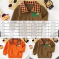thumbnail image 4 of TOWED22 Toddler Boys Halloween Sweatshirts Kids Cotton Long Sleeve Crewneck Pullover Pumpkin Embroidered Checkered Shirts(Brown,12-18 M), 4 of 9