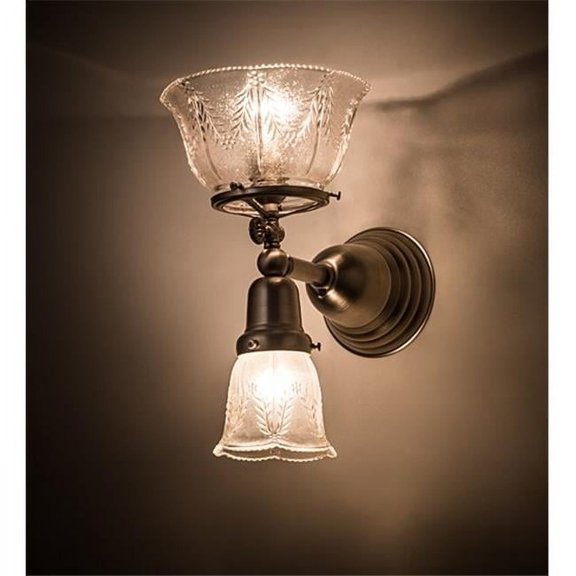 Meyda 192906 7.5 in. Revival Auburn Wreath & Garland 2 Light Gas & Electric Wall Sconce - Brushed Nickel