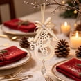 thumbnail image 4 of Toycle Hollow Metal Christmas Ornaments Golden Hanging Decor With Bow Crystal Xmas Tree Decorations For Decor E, 4 of 7
