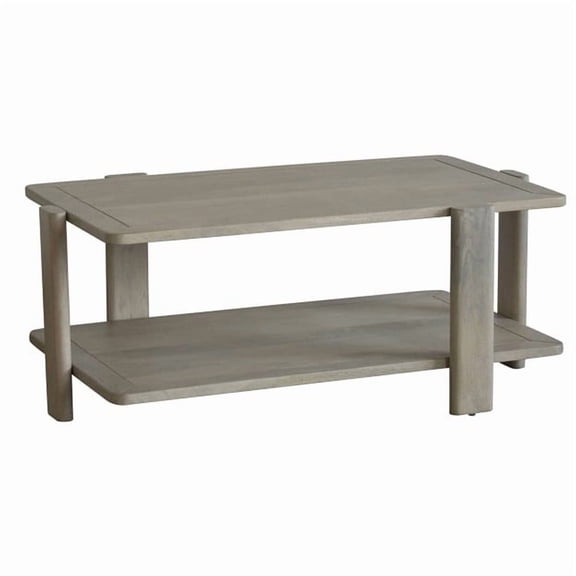 Mango Furniture Inc Ariah Mango Wood Coffee Table | Handcrafted Solid Wood With Whitewash Natural Finish |  Trendy Design, Bottom Shelf Storage & Versatile Accent for Modern Living Spaces.