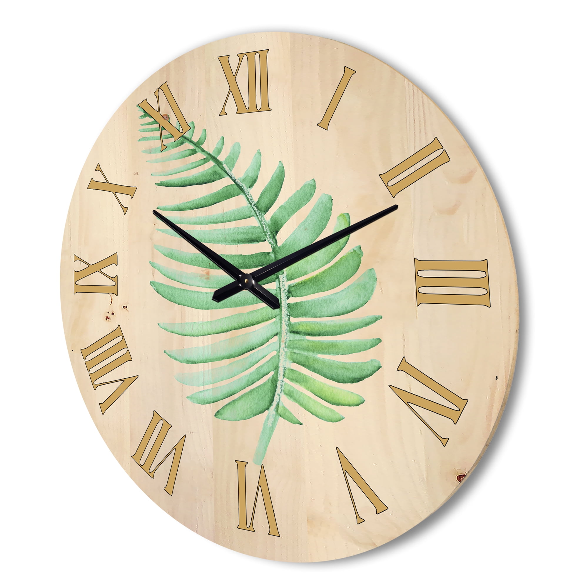 Designart 'Close Up Of Tropical Leaf Of Monstera III' Farmhouse Wood Wall Clock
