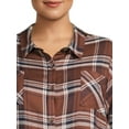 thumbnail image 4 of No Boundaries Juniors' Button-Front Plaid Shirt, 4 of 5