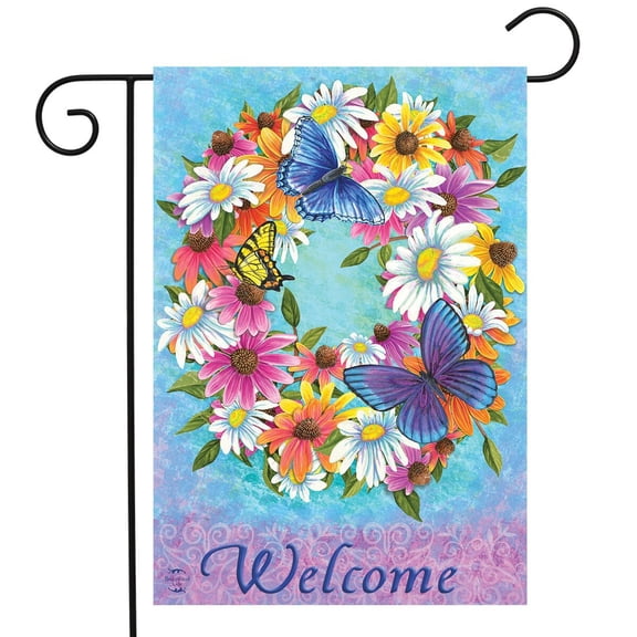 Briarwood Lane Butterfly Wreath Spring Garden Flag