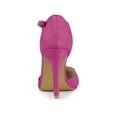 thumbnail image 2 of BLISSFUL STEP Women's Shoes Round Toe Stiletto Heel T-Strap Sandals Hot Pink 10, 2 of 7
