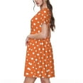 thumbnail image 2 of Naloa Orange And White Polka Dot Print Womens Summer A-Line Dress with Pockets,Short Sleeve Dresses,Flowy Beach Swing Dress for Vacation Travel, 2 of 6