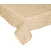 Nappe damassée en microfibre EcoSol Designs, résistante aux taches et sans plis (60 x 84, beige) tourbillons